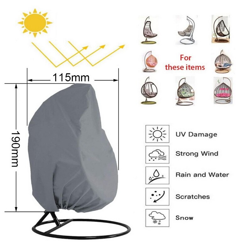 Utomhus swing äggskal stol dammskydd trädgård väv hängande ägg stol stol täcka anti-uv vattentät hem hängande arrangör