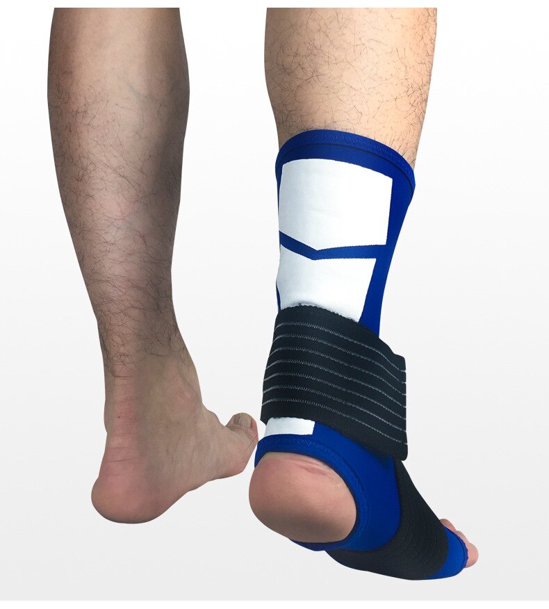 1Pcs Ankle Compression Leg Strap Ankle Support Brace Elastic Protection Foot Bandage Sprain Prevention Sport Fitness Guard Band: Blue / L