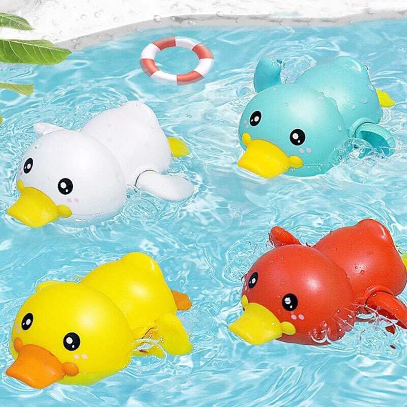 Baby Cute Animals Bath Toy Swimming Pool Water Play Bathing Ducks Crab Frog Classic Chain Clockwork Water Toys For Kids