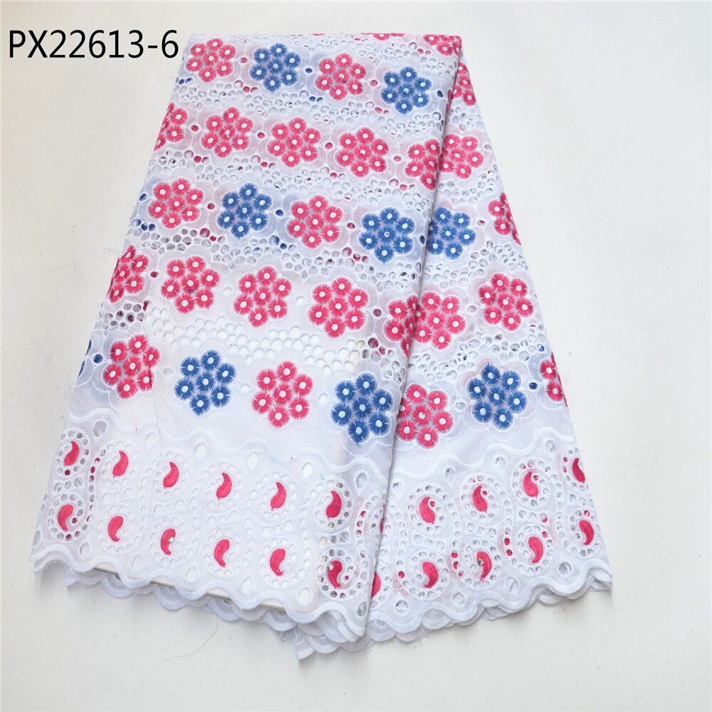 Broderie nigériane africaine en coton, bonne , dentelle de suisse voile, tissu de couleur blanche, dernier gros: 6