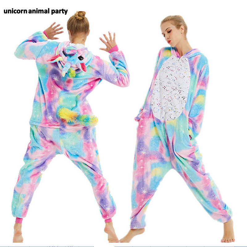 Kigurumi Onesies Cosplay Colored unicorns halloween Christmas Party Pyjamas costumes carnival costume hoodies: Black / L