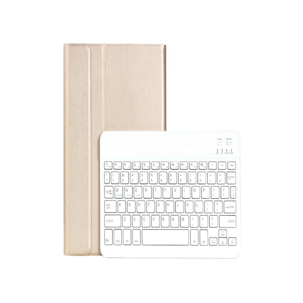 Wireless Keyboard For Samsung Tab S6 lite 10.4 P610 P615 Ultra-thin detachable Bluetooth keyboard leather case with pen slot: Goldcase with white