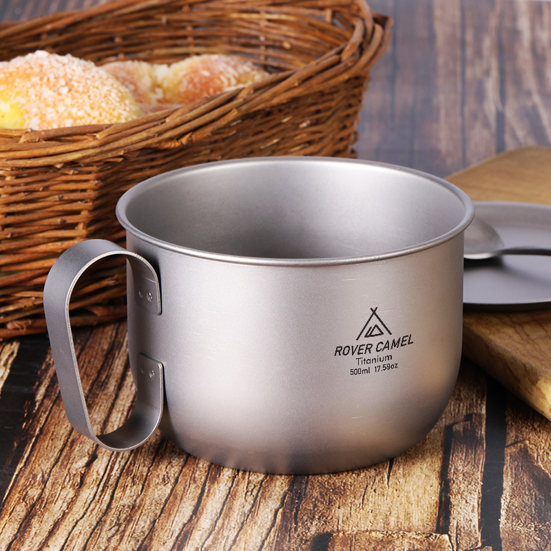 draussen Titan Tasse 500ml mit deckel Geschirr Camping Kaffee Tee Becher Tasse Picknick Camping Becher Wasser Tasse