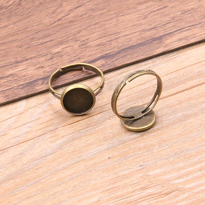 10Pcs/lot 6 Style Simple 10-20mm Adjustable Ring Bases Round Cabochon Blank DIY Rings Women Jewelry For Party: 10mm