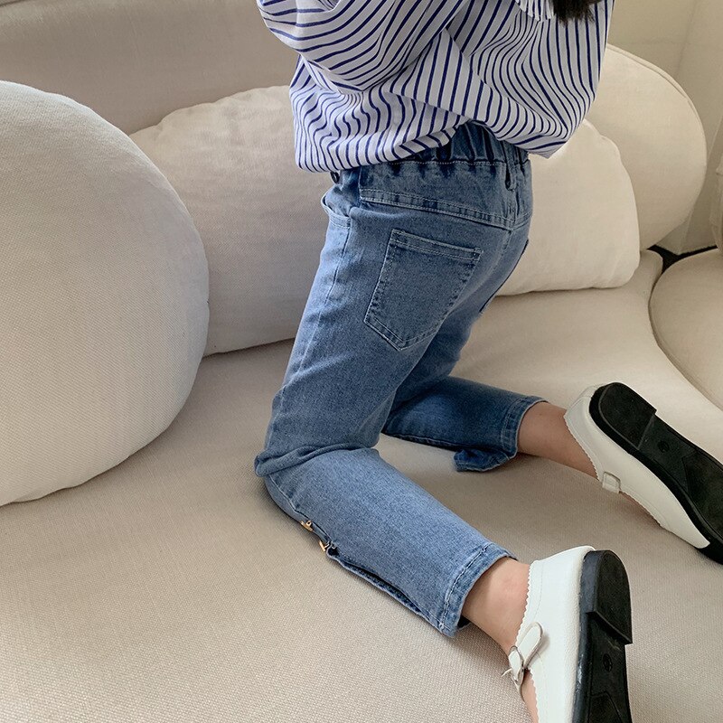Jeans en Denim pour filles, pantalons pour enfants, printemps 2022: 6