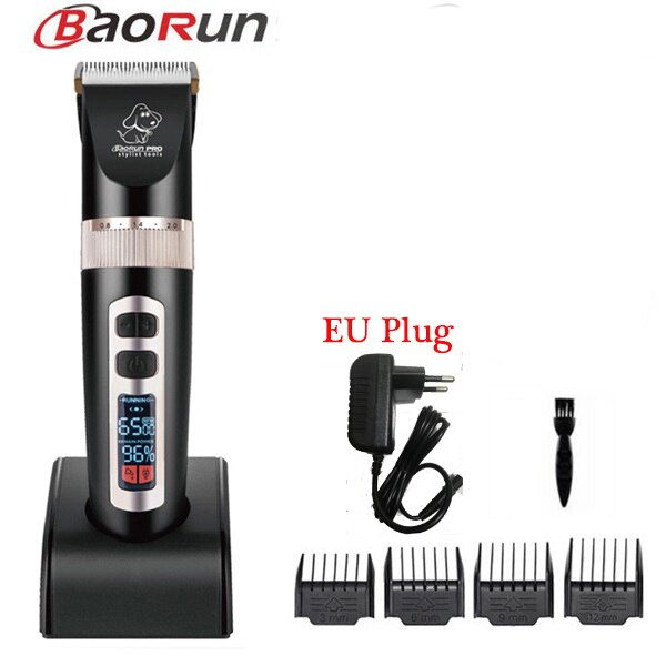 Baorun  p9 hund hår trimmer husdjur klippare hund trimning lcd display katt hund hår rakapparat husdjur klippmaskin: P9 svarta