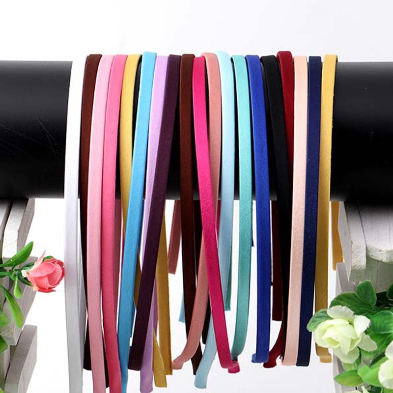 10 sztuk zwykły stałe 5MM satynowa pokryte żywicy Hairbands ze stali nierdzewnej pałąk akcesoria do włosów dla dorosłych dzieci prezent