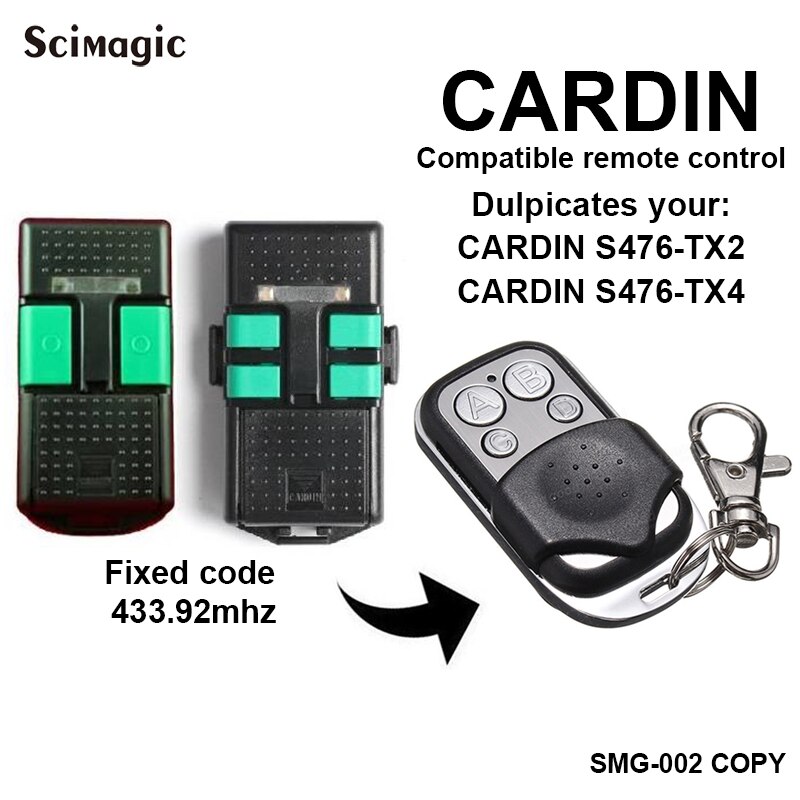 Cardin S449 QZ2 QZ4 Télécommande À Code Roulant 433mhz/pour CARDIN S476-TX2,S476-TX4 Télécommande de Porte De Garage de Commande: CARDIN Fixed code