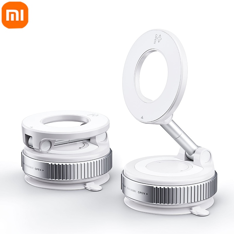 Soporte magnético fuerte para teléfono de coche Xiaomi plegable 360 ° Soporte de vacío ajustable para escritorio de coche, baño, uso universal: Naranja