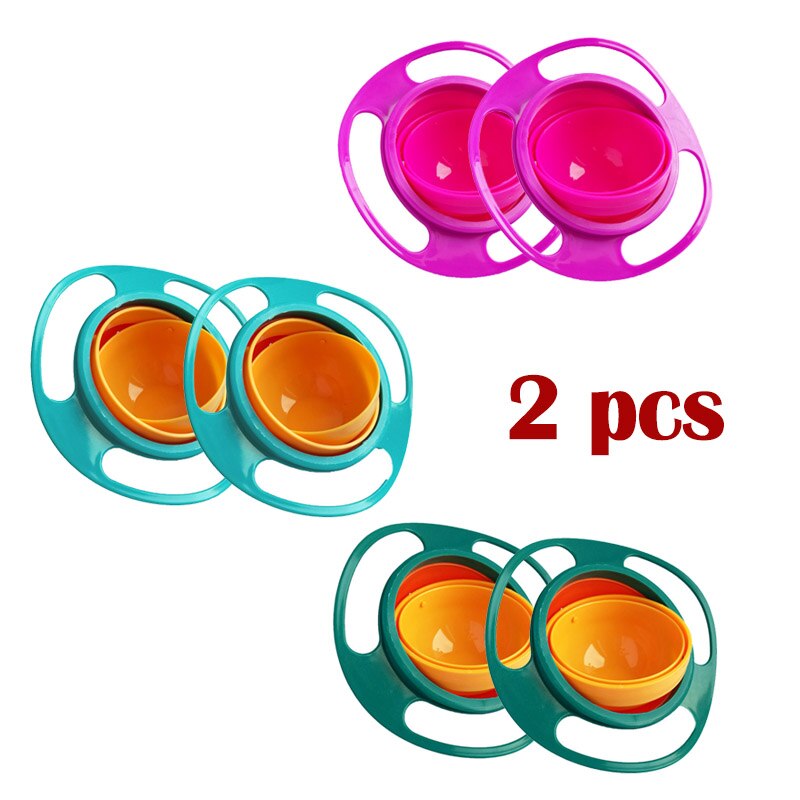 2 Stks/partij Met Deksel Gyro Kom 360 Draaien Praktische Kinderen Balans Gyro Spill-Proof Effen Feeding Kinderen Servies
