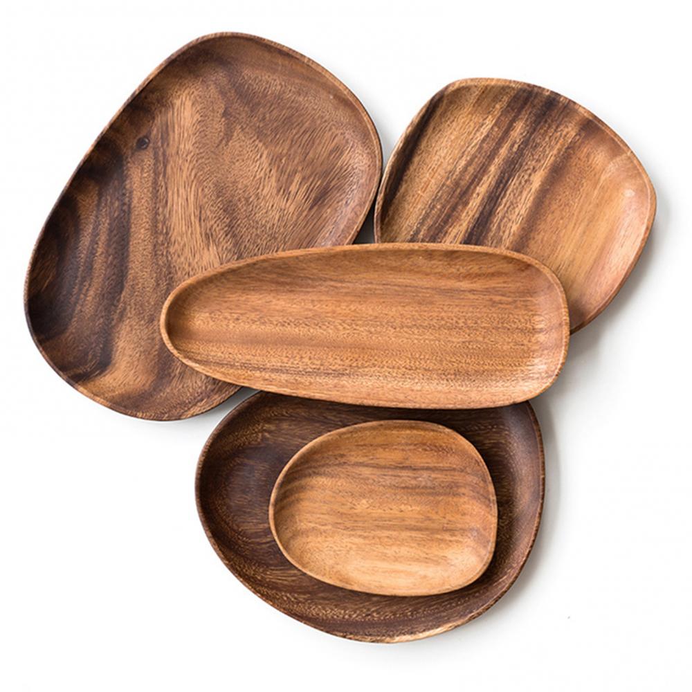Wood Irregular Rectangle Tray Oval Walnu Wooden Round Pastry Serving Plate Food Dish Dried Fruit Storage Dessert Tableware Suppl