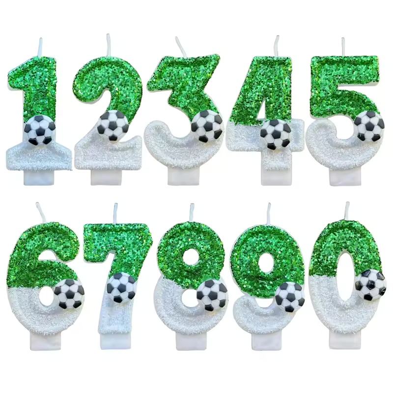 0-9 nummer verjaardagskaarsen originele twee kleuren geleidelijke verandering voetbalstijl verjaardagstaart digitale feestkaarsen decoratie