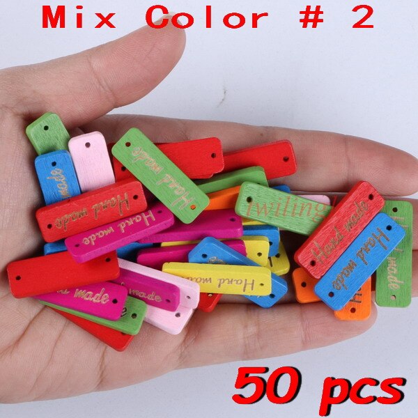 twilingh 50Pcs Natural Color Wooden Buttons Handmade Letter Love 2 Holes: Mixed Color 2 50pcs