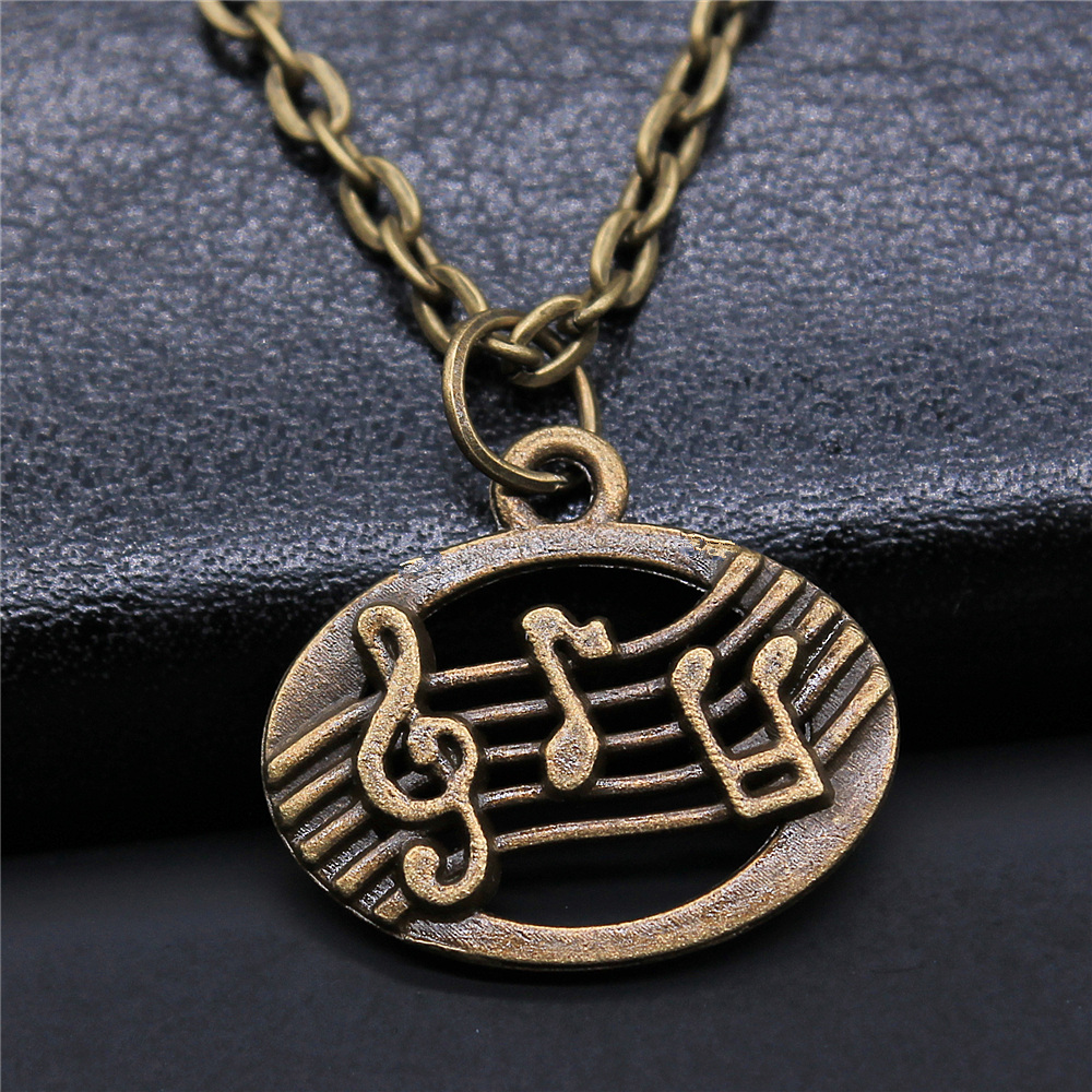 Musical Jewelry For Women Men Girl Boys Musical Note Microphone Drum Guitar Violin Pendant Necklace Antique Silver Color: N2-A11080