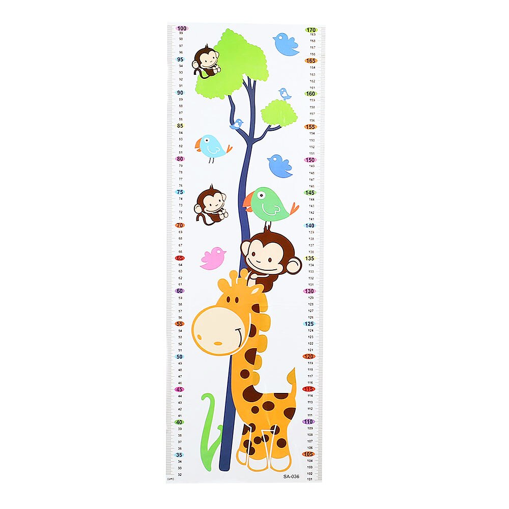 Barn barnrum dekoration tecknad djur tillväxt höjd mäta diagram 1.7m väggdekal dekal: 036