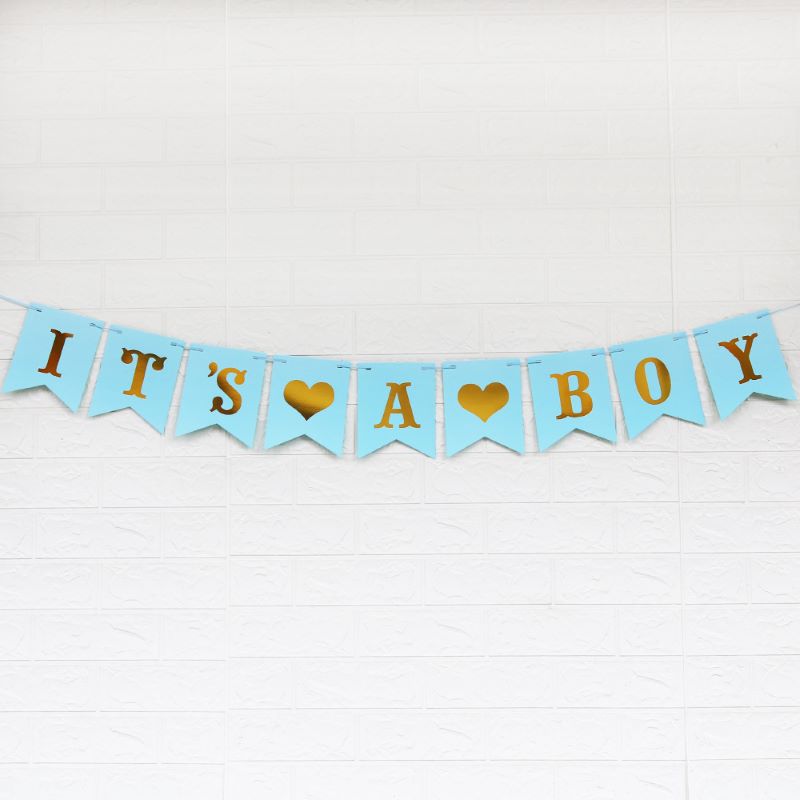Rosa blå papir banner dekorasjoner baby shower det er en jente gutt babyshower kjønn avslører oh baby det er en gutt jente kraftpapir: 1