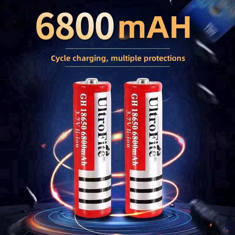 Batería de litio 18650, 3,7 V voltios, 6800mah, BRC 18650, batería recargable, baterías de litio de iones de litio para banco de energía, antorcha + cargador