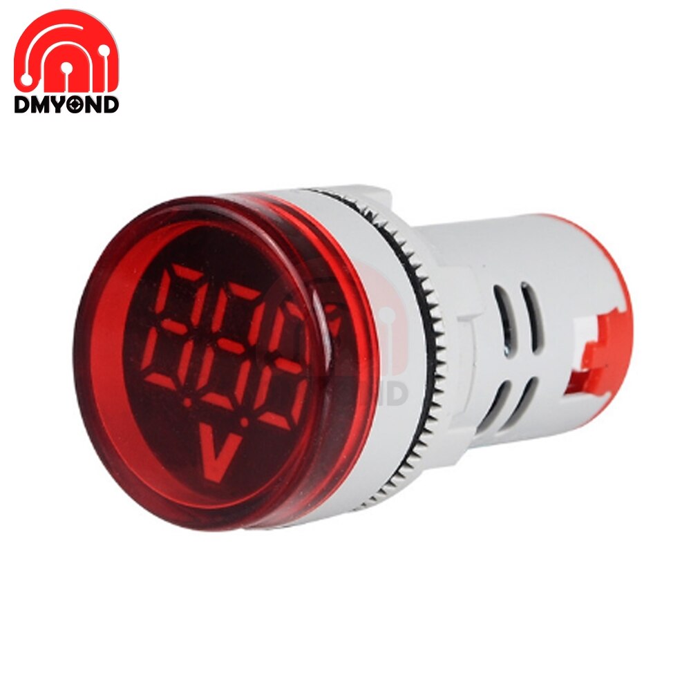 0-100v dc 12v 24v 22mm runde ledet digitalt display voltmeter spændingsmonitor indikator signal lys volt tester måleværktøjer: Rød