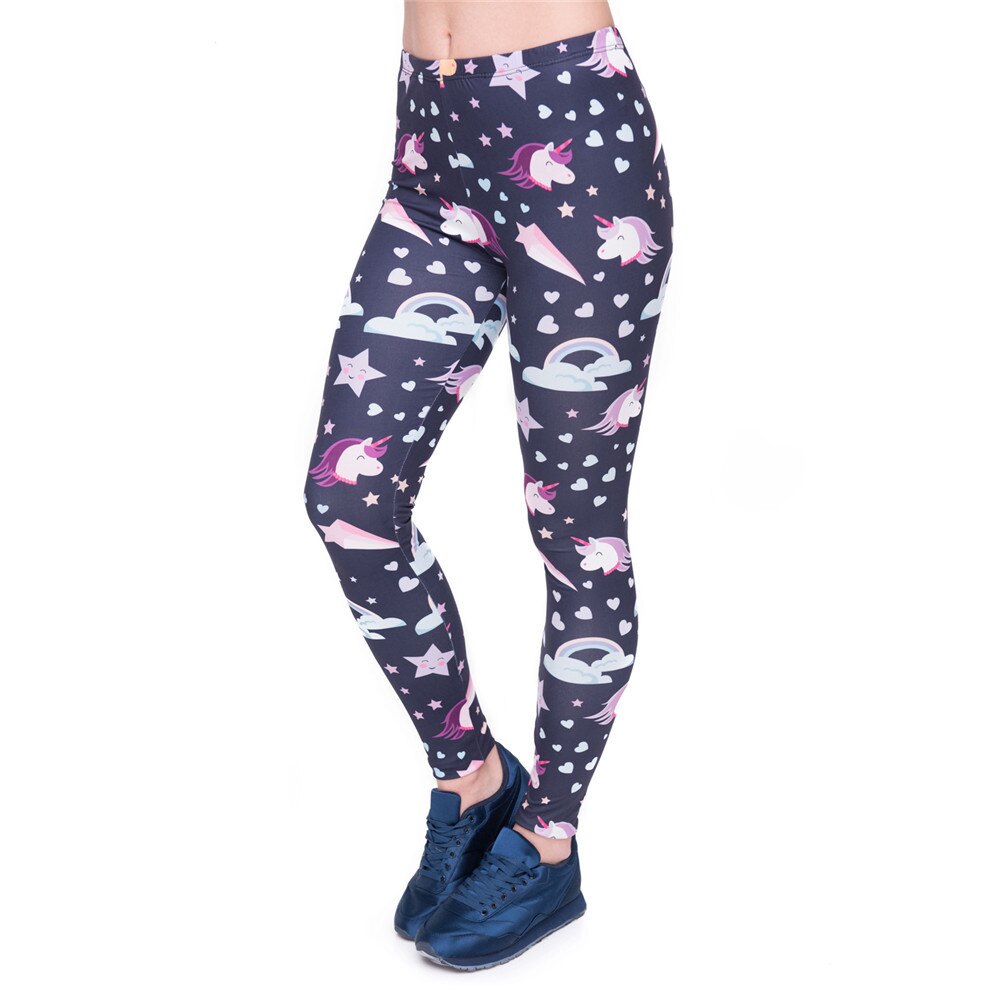 Unique Women Legging Unicorns Navy Printing Leggings Cozy High Waist Woman Pants