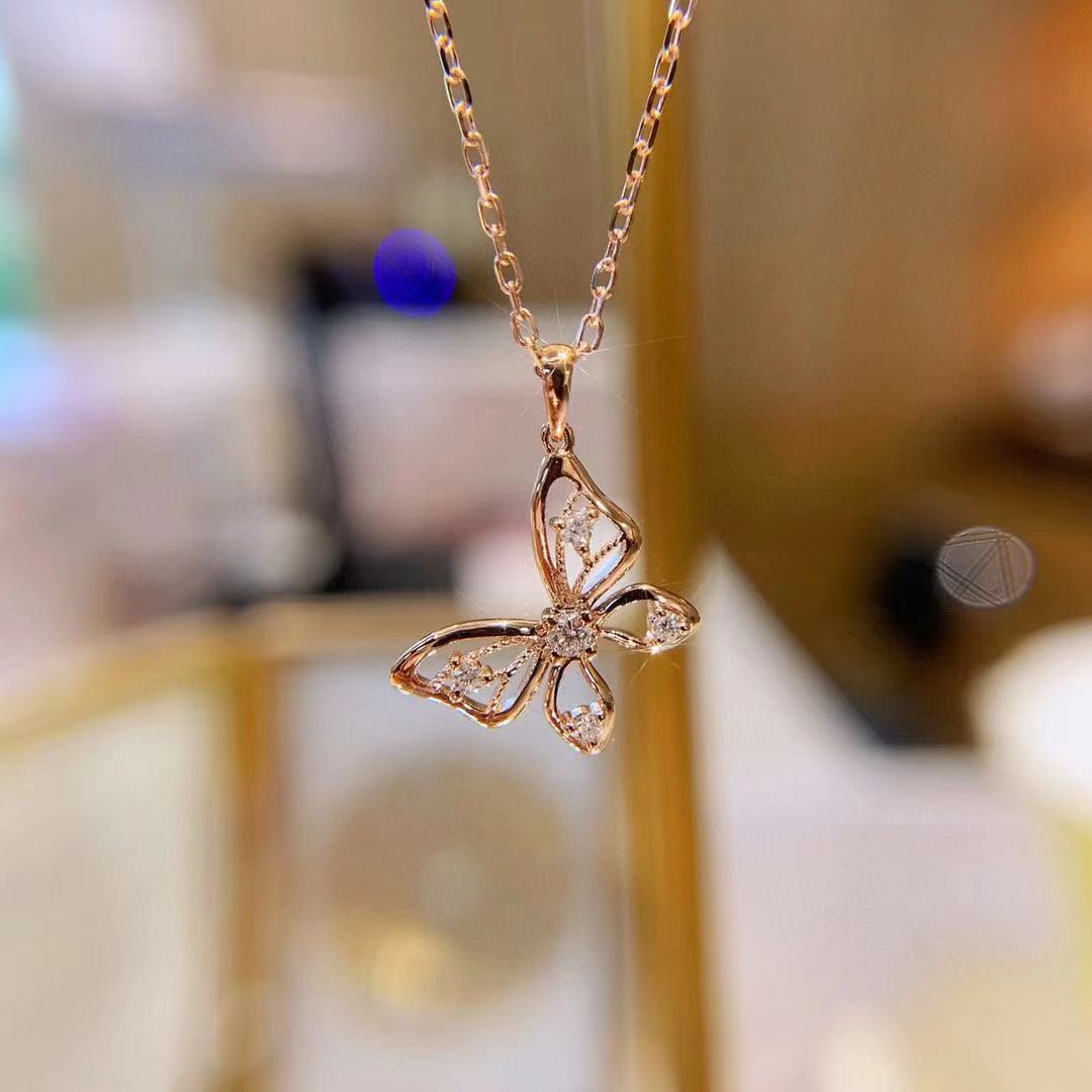 925 silber Rose Gold Farbe Spitze Schmetterling Anhänger Halsketten für Frau Mädchen Bling Halskette Feine Halsreif Hochzeit Silber Schmuck: Ursprünglich Titel