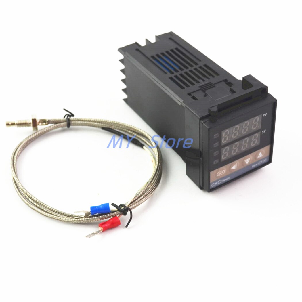 100-240VAC PID REX-C100 Temperature Controller Range 0 to 900C SSR40A K Thermocouple, PID Controller Set + Heat Sink: C
