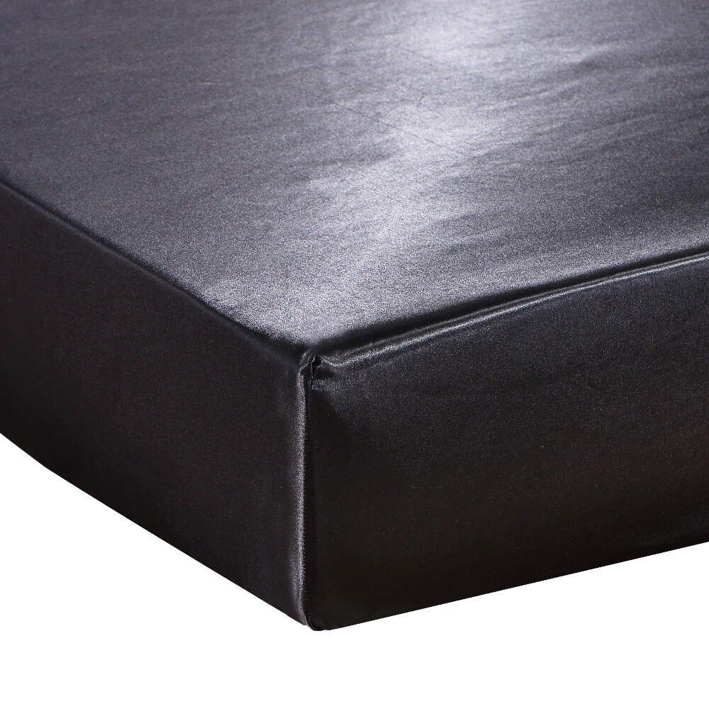 Satin soie Drap Housse sur élastique couleur unie protège matelas draps de lit sur bandeau élastique Drap Housse de Matela Queen King