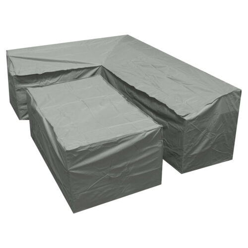 Vattentätt utemöbelöverdrag l form hörn trädgård uteplats rotting soffa soffa skyddskläder set dammtät uppsättning 4 storlek xl: 300 x 300 x 98cm uppsättning