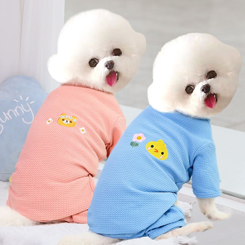 Pink Blue Cat Pajamas Dog Clothes Hoodie Jumpsuit Tracksuit Embroidery Dog Pyjamas Overalls For Small Dogs Chihuahua Yorkie 2XL