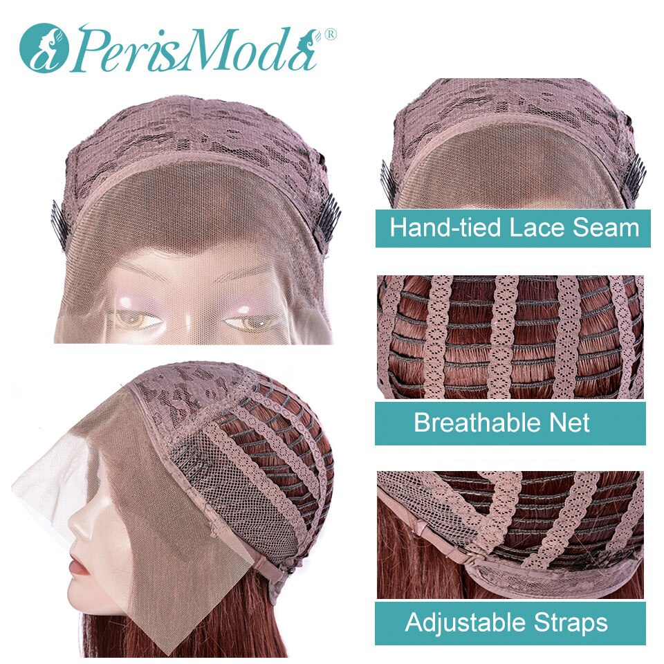Pelucas frontales de encaje sintético para mujer, pelo largo liso, marrón oscuro, Morado, rojo, resistente al calor, pelucas de pelo sintético