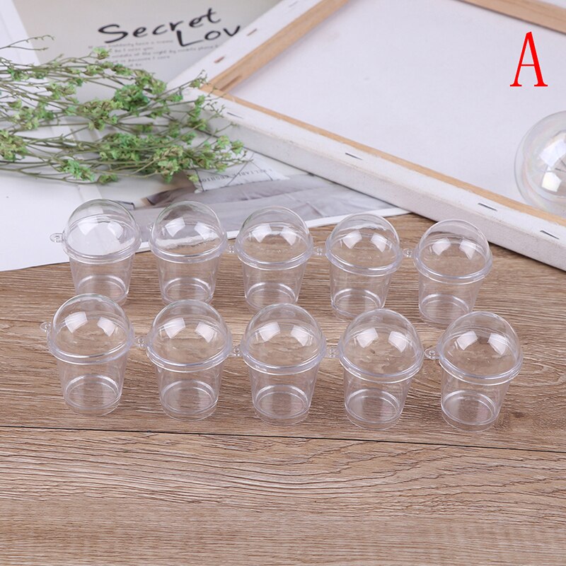 10 stücke DIY Reize Kunststoff Tassen Miniatur Nette Mini Tasse mit Kuppel Deckel Puppe Haus Popcorn Eis Schmuck Zubehör: A