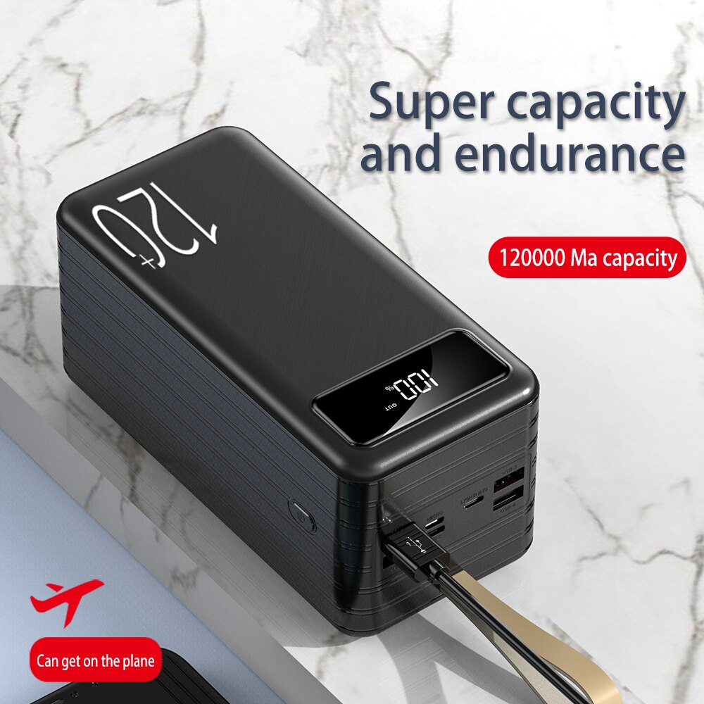 Snel Opladen 120000Mah Power Pack Grote Capaciteit Mobiele Power Universele 5v3a Snel Opladen