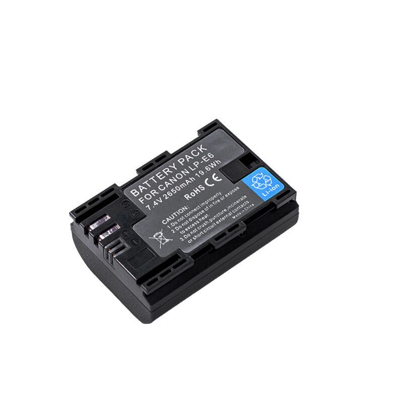 Lp -e6 lpe 6 lpe 6n kamera batteri 7.4v 2650 mah genopladelige li-ion batterier til canon eos 5d 6d 7d 60d 70d 80d mark ii mark iii: 1 batteri