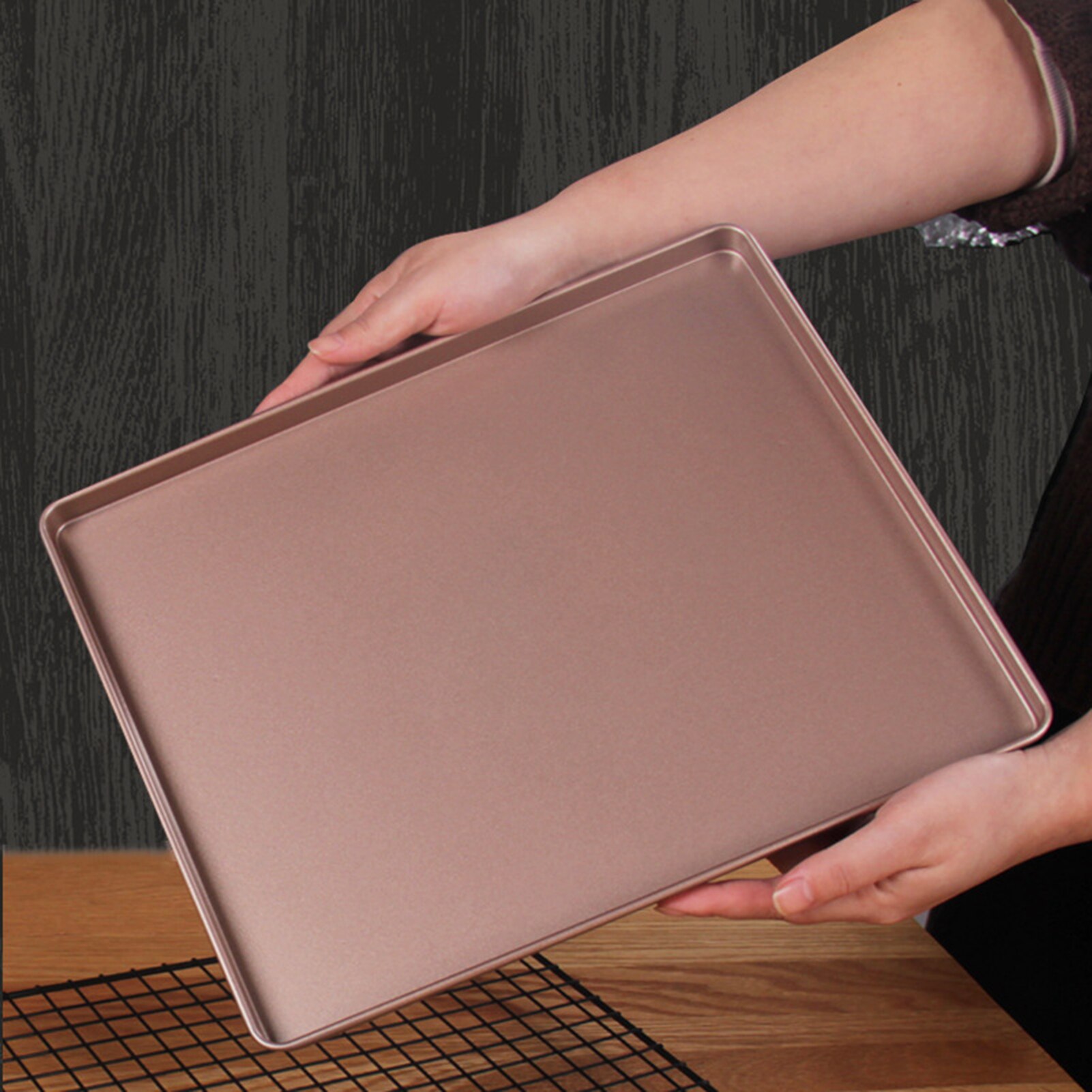 Non Sticky Rectangle Cake Baking Pan Carbon Steel Tray Pizza Bread Bakeware Tool