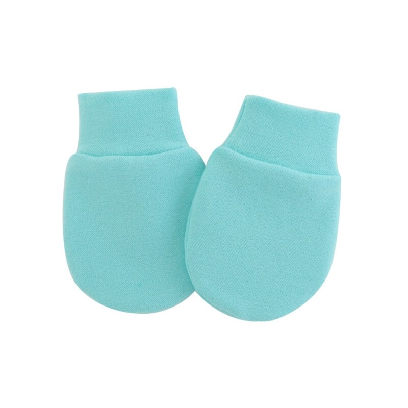 1 Pair Baby Anti Scratching Soft Cotton Gloves Newborn Infant Handguard Mittens L4MC: Light Lake Blue