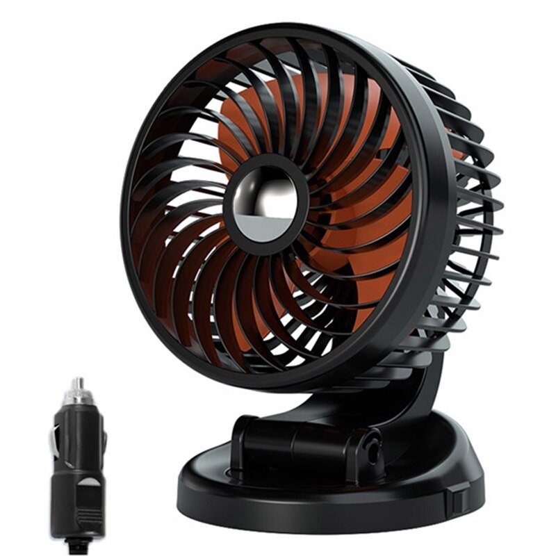 Auto Cooling Cooler 360°Rotatable Cooling Fan USB5V Cigarette-Lighter 12V/ 24V Quiet Car Fan for Dashboard Armrest Area: 24V