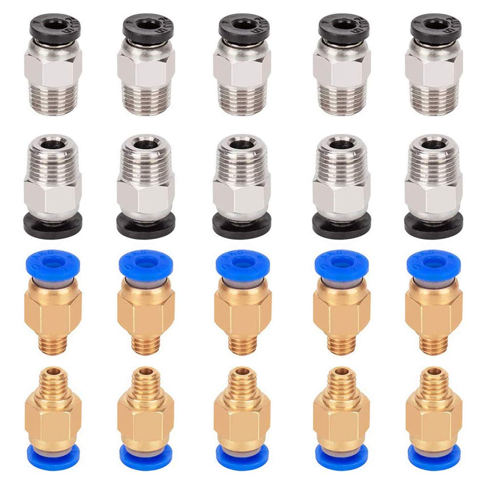 Aokin 5 Pcs PC4-M6 Pneumatische Montage En 5 Pcs PC4-M10 Pneumatische Montage Voor Creality Ender 3/Pro Ender 5 CR-10/10S 3D Printer: 20 Pcs