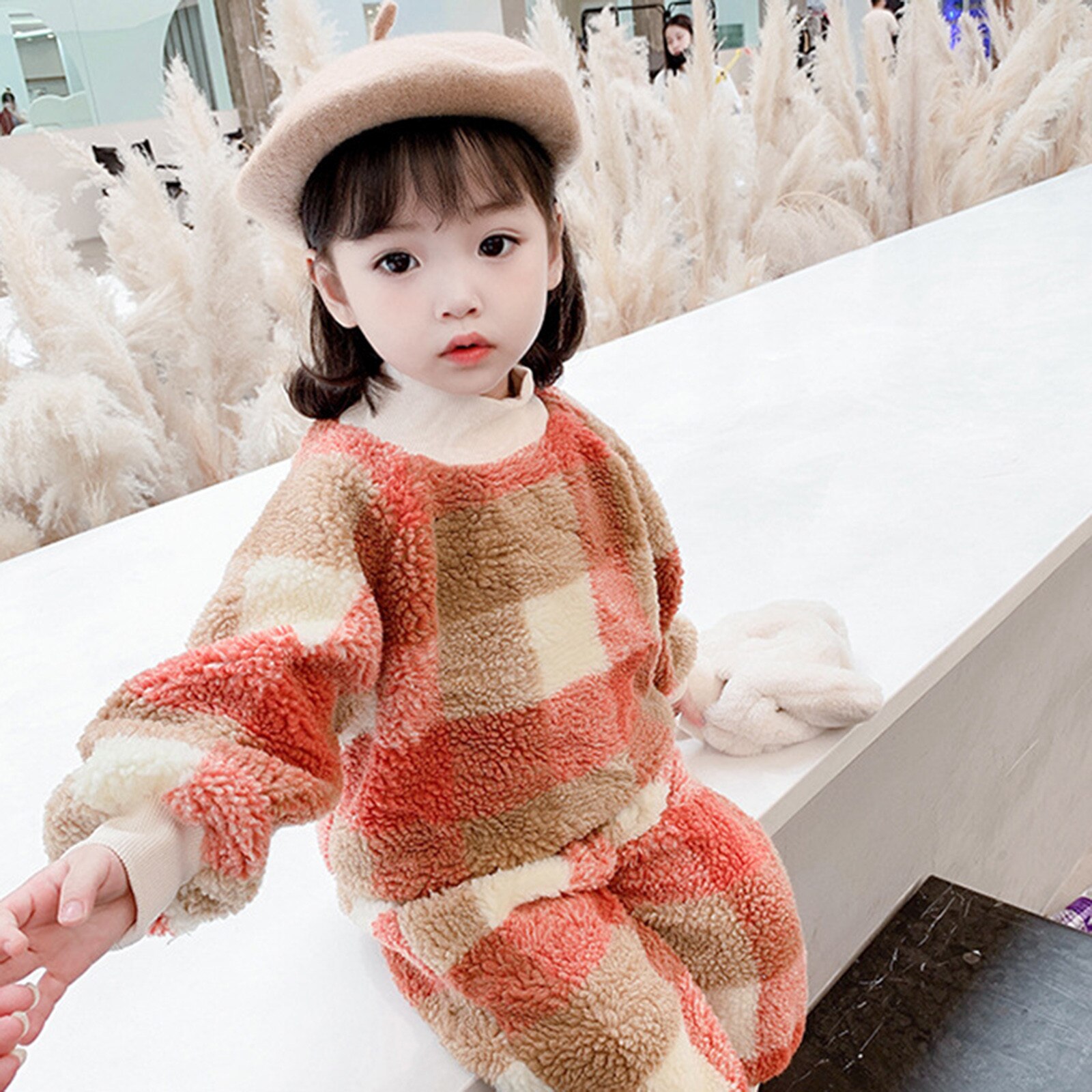 Meisjes Winter Pakken, Peuter Kinderen, Baby Jongens En Meisjes, plaid Winter Warme Jas + Broek Pak Footies Kleding Voor Meisjes