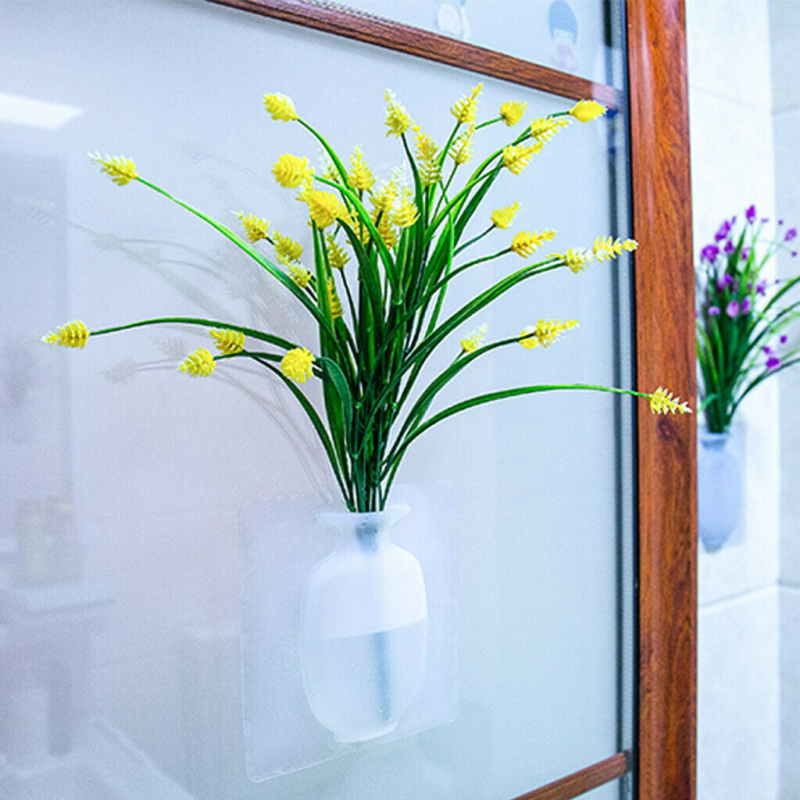 Siliconen Vazen Kleverige Muur Magic Plant Vazen Container Thuis Kantoor Muur Decoratie Accessoires Zachte Bloemen Fles