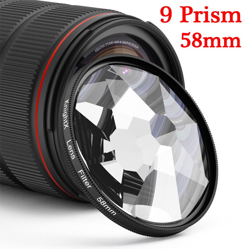 Knight tx – filtre à prisme Kaleidoscope, 52mm 55mm 58mm 67mm 77mm, dioptrie fendue, numéro modifiable UV CPL ND, objectif de photographie d'appareil photo: 58mm 9 Prism