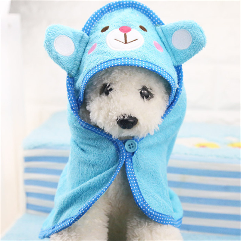 Dog Towel Drying Towel for Dogs Absorbent Shower Cartoon Puppy Dog Bath Towel Cat Pet Blankets Cleaning Pet Product Pet Supplies: light blue / L