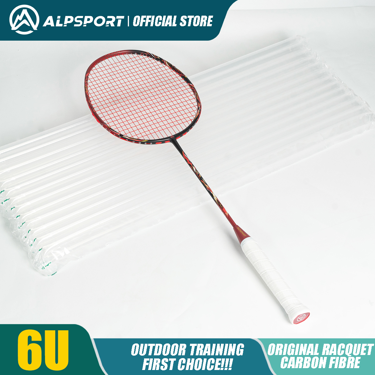 ALPSPORT Asura 6U MAX 38LBS G5 Black Badminton Racket Full Carbon Fiber Original Pro Offensive for Teens & Outdoor Sports: Burgundy