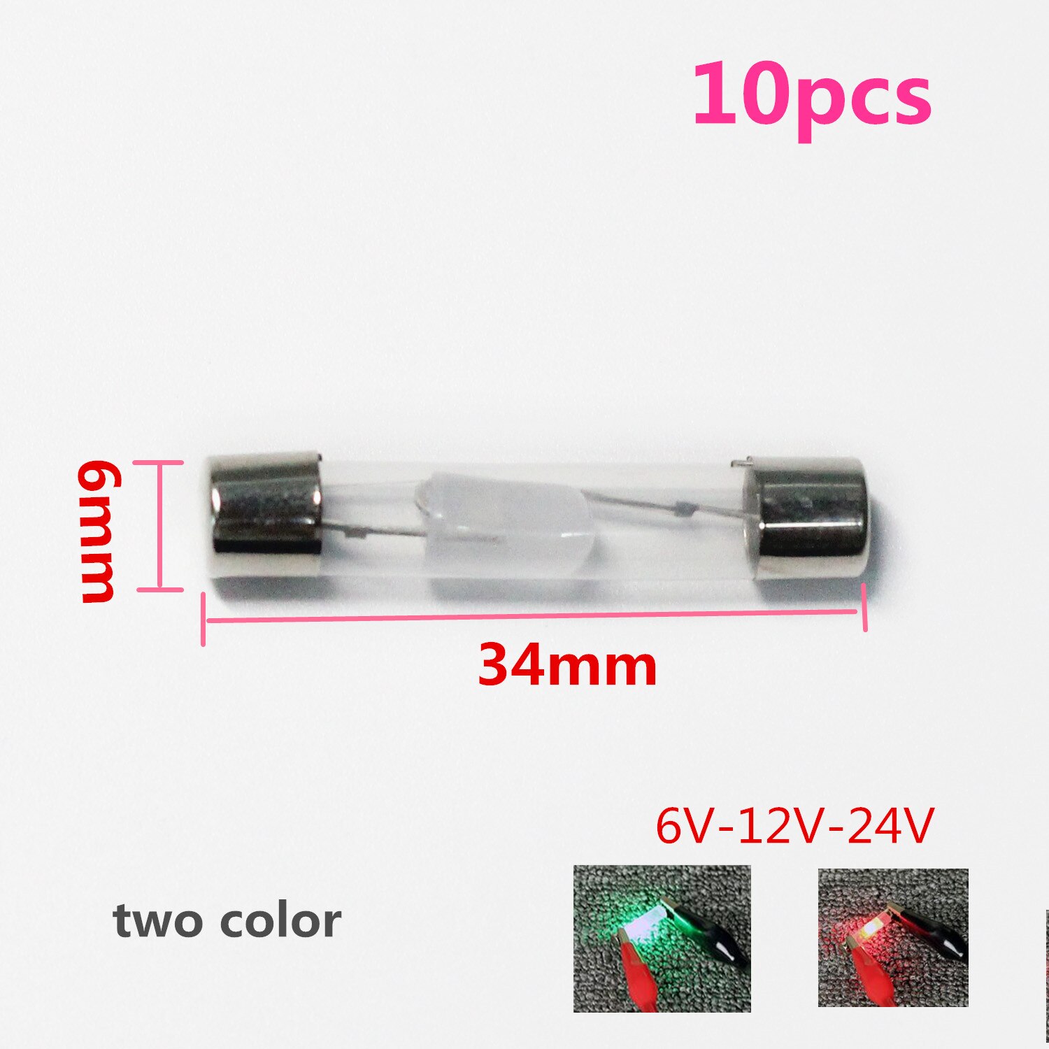 Auto Circuit Tester Dc 6V 12V 24V Spanning Auto Voertuig Gauge Test Licht Meten Pen Dc Tester stretch: 10pcs bulb two color