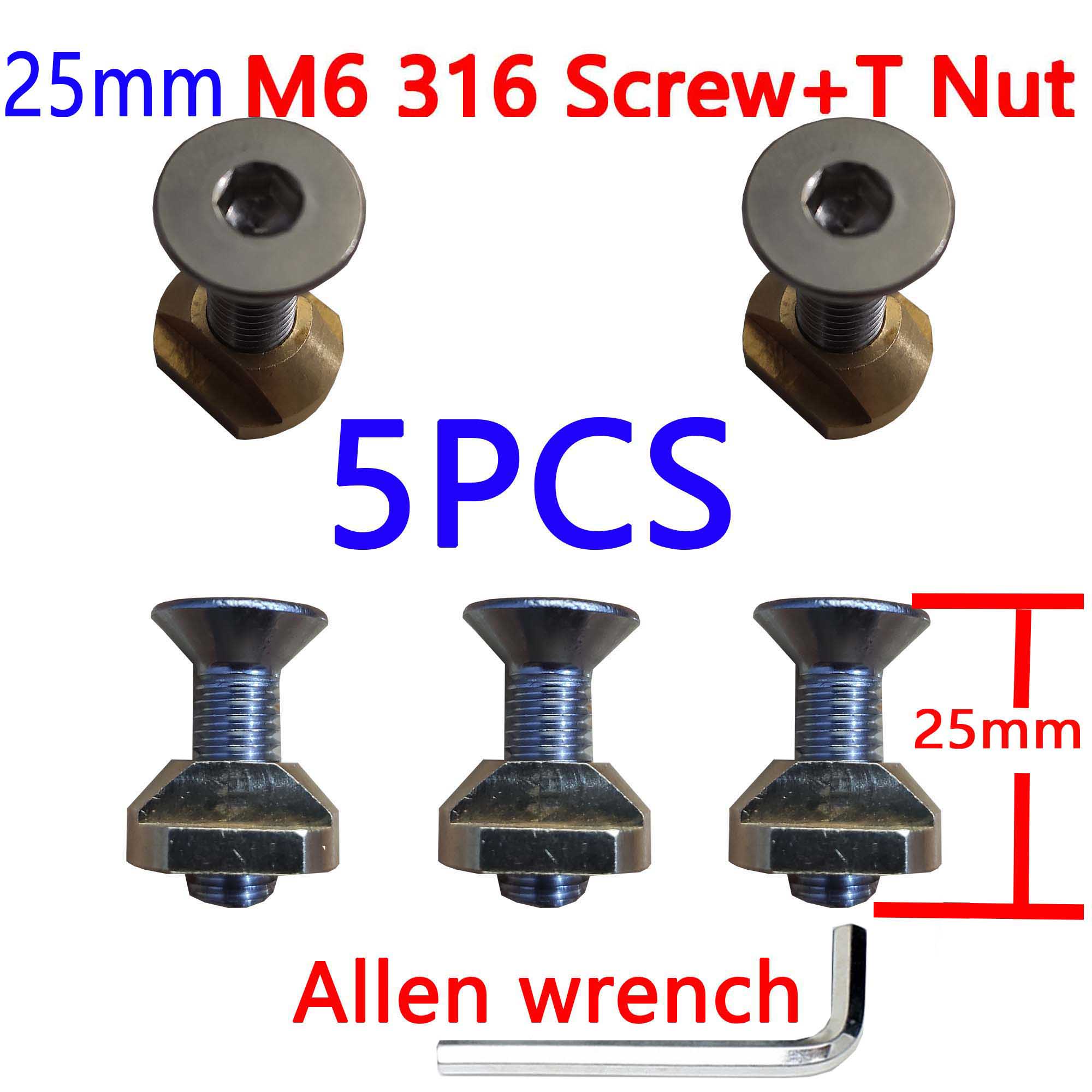 Hydrofoil Mounting Allen wrench 316 screws(25mm and 30mm) and M6 T-Nuts: 5-6-25-b