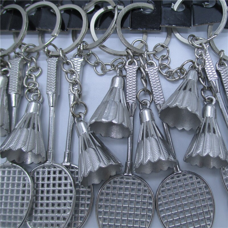 Mini Metal Badminton Racket Accessories Handmade Souvenir Cute Racquet Key-chain Sports Chain Novelty Car Bike Keyring L696OLD