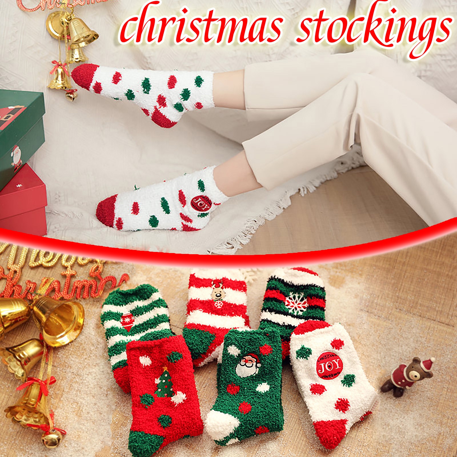 1 ud. De Calcetines de de Navidad para adultos, Calcetines de tubo de felpa de Coral tibio para Mujer, medias Huissokken Kobieta Skarpety Calcetines de Mujer