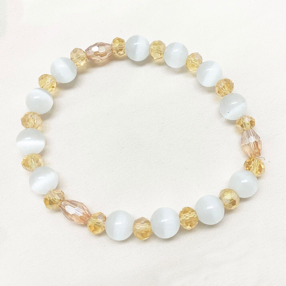 Neue Charme 6 MM Glas Perlen Armbinde Multi-farbige Schmuck für Frauen Handgemachte Runde Armbinde Armreif: Weiß