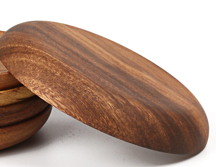 Rund massivt trä tallrik hel trä frukt rätter trä tefat te bricka efterrätt middag frukost tallrik porslin set: 25 x 2cm