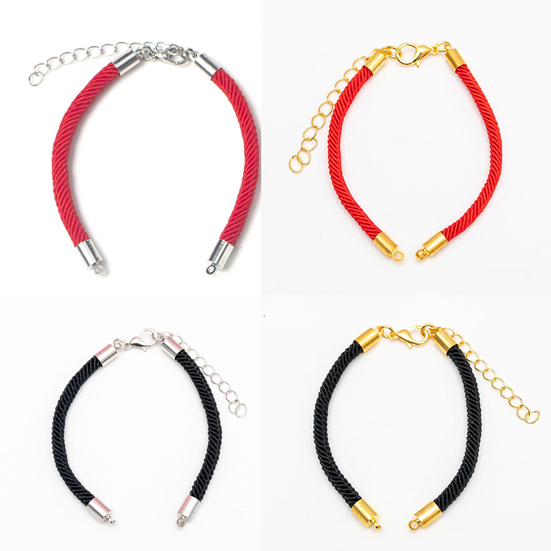 5 stk/parti 3mm svart rødt tau tilbehør justerbar lenke kjede for gjør-det-selv-koblinger sjarm armbånd smykkefremstilling