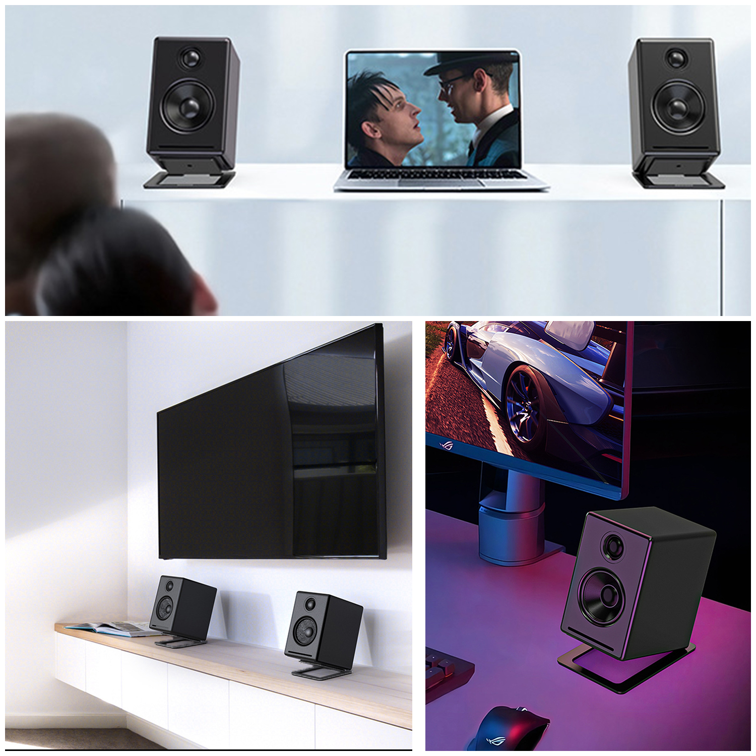 Luidsprekerstandaard voor verbeterde stereogeluid en schokabsorptie, luidsprekerbasis van koolstofstaal voor desktopluidsprekersbeugel