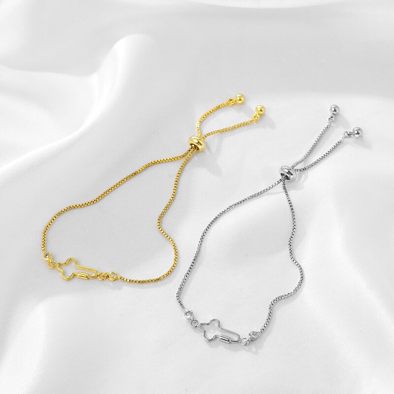 Fashoin Kubieke Zirkoon Kleine Geometrische Kruis Armband Open Verstelbare Bedelarmband Voor Vrouwen Sieraden